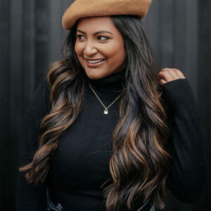 Clip-in hair extensions dark highlights