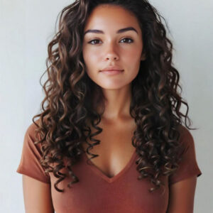 Curly (3A curls) clip-in extensions medium brown